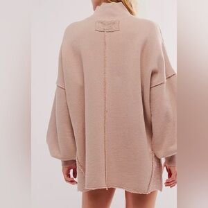 Free People Wonderful High Neck Sweater Sz M Pink Oversized Relaxed Bohemian